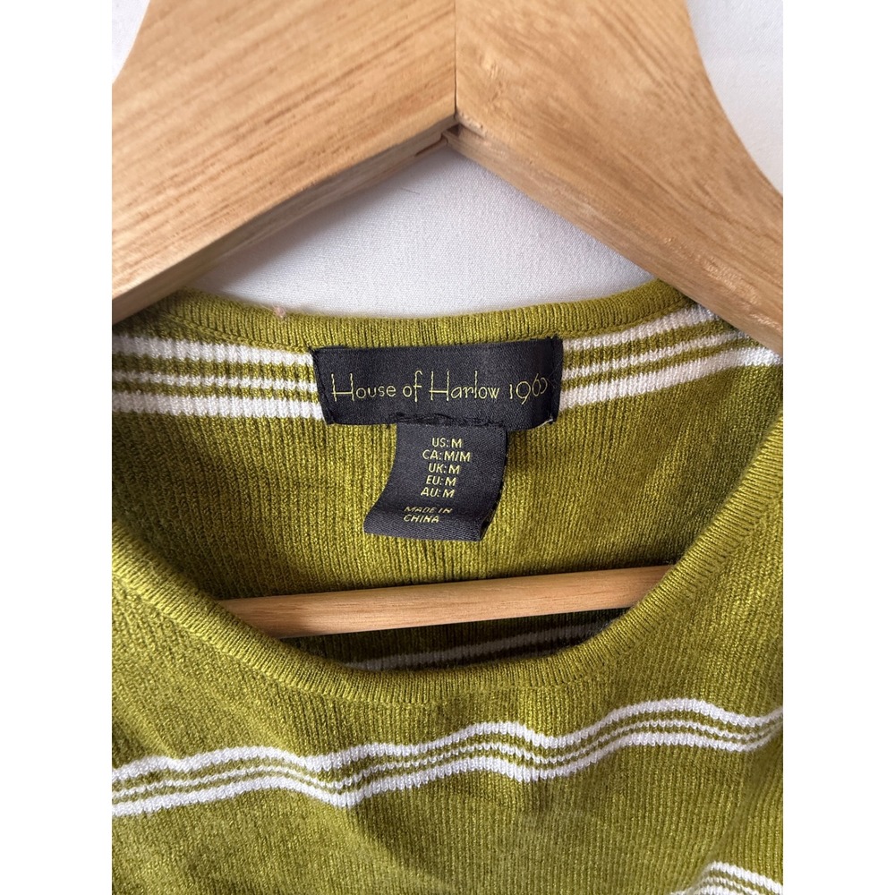 House of Harlow 1960 Womens Green Striped Ribbed Knit Crop Tank Top Size Medium - Picture 3 of 6